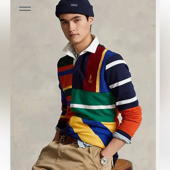 NWT Polo Ralph Lauren Classic Fit Patchwork Rugby Shirt - Picture 2 of 5